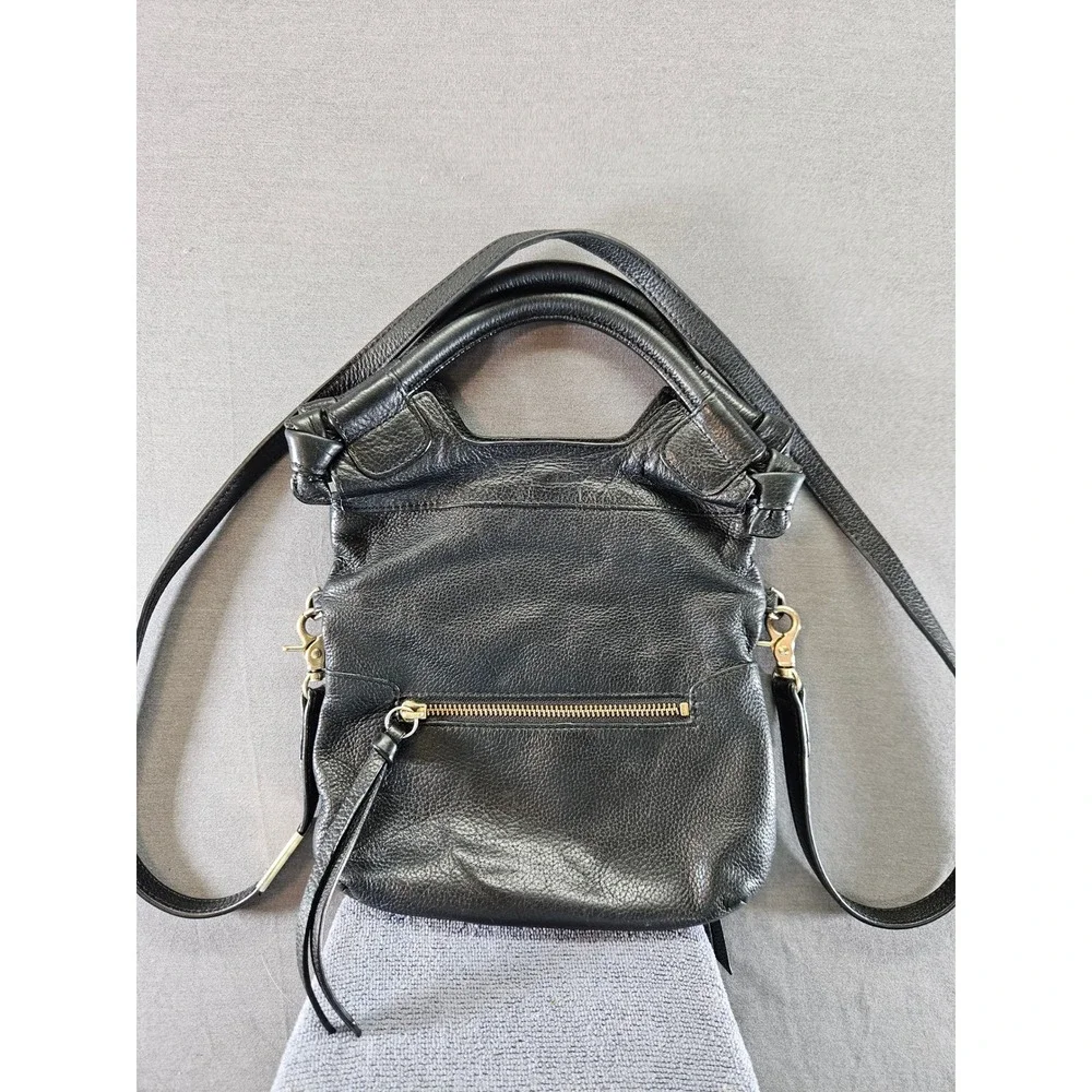 Foley & Corinna Jet Setter Black Pebbled Leather Crossbody Bag (sku 135)